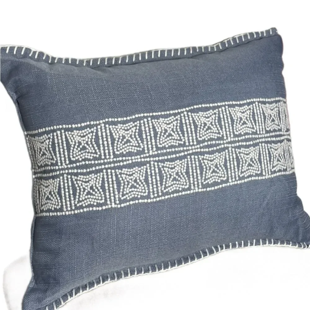 Threshold Blue & White Small Embroidered Throw Pillows